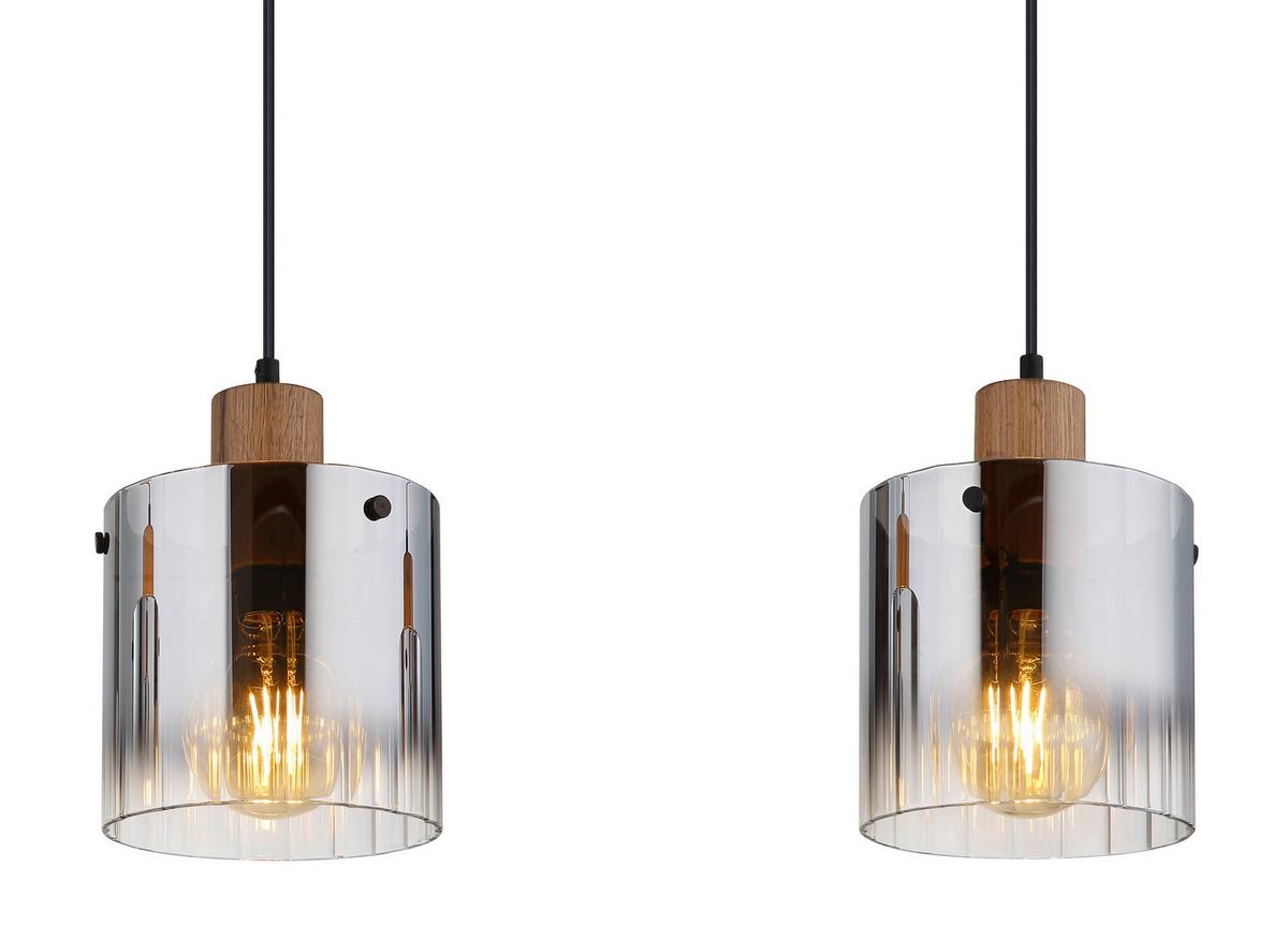 Viseća Svjetiljka Tamno Smeđa Boja - tamno smeđa/crna, Natur, staklo/drvni materijal (100/18/120cm) - Globo