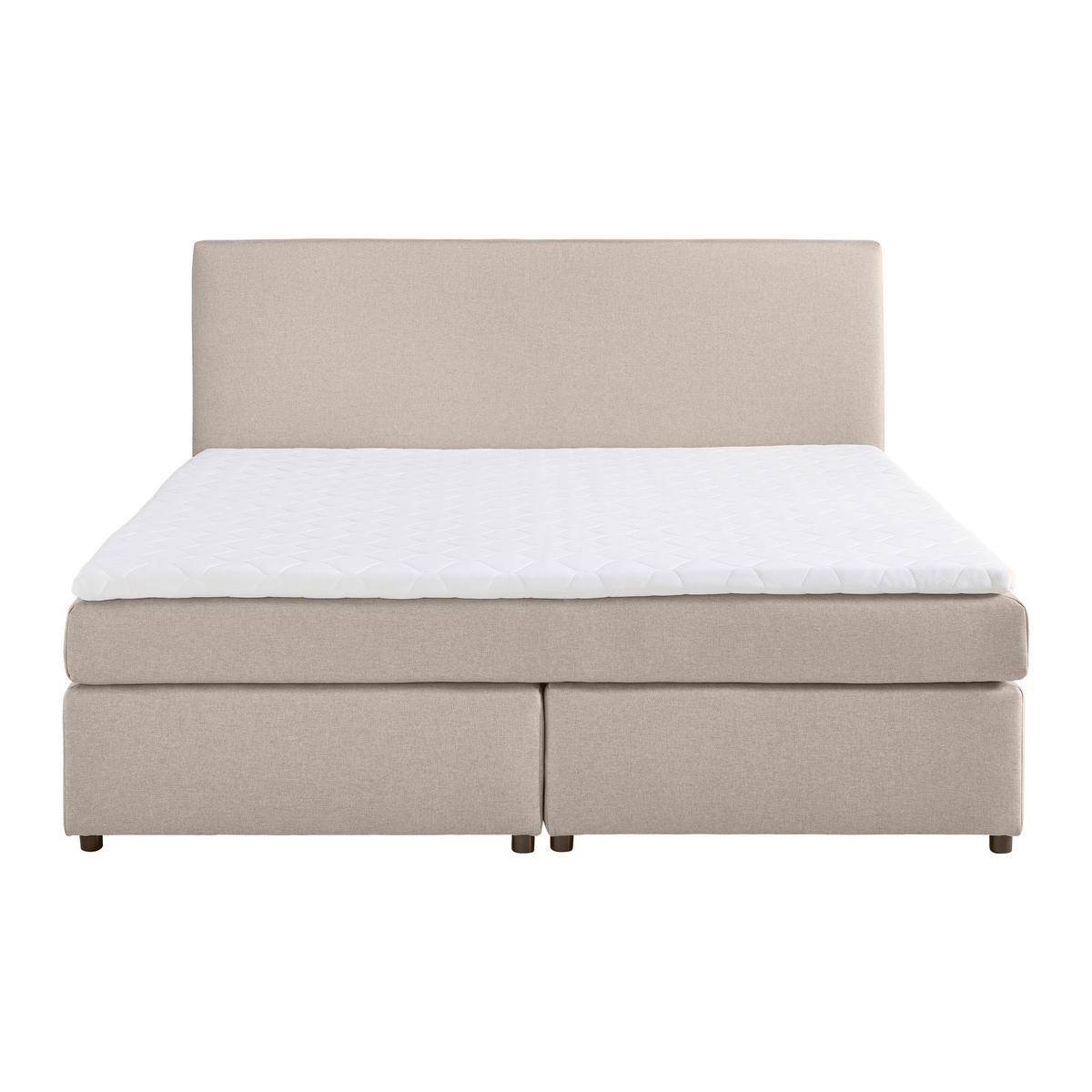 Postelja Boxspring Florinda, Bež, Z Nadvložkom, 180x200 - črna/bež, Moderno, umetna masa/tekstil (180/200cm) - Bessagi Home