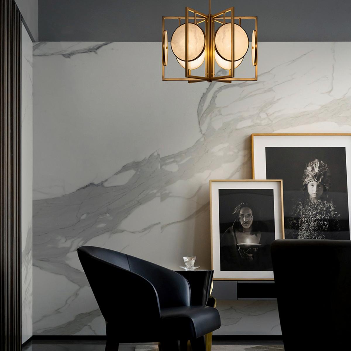 Pendelleuchte Marmo Goldfarben max. 40 Watt - Goldfarben, Trend, Stein/Metall (51,7/37,5/51,7cm) - MAYTONI
