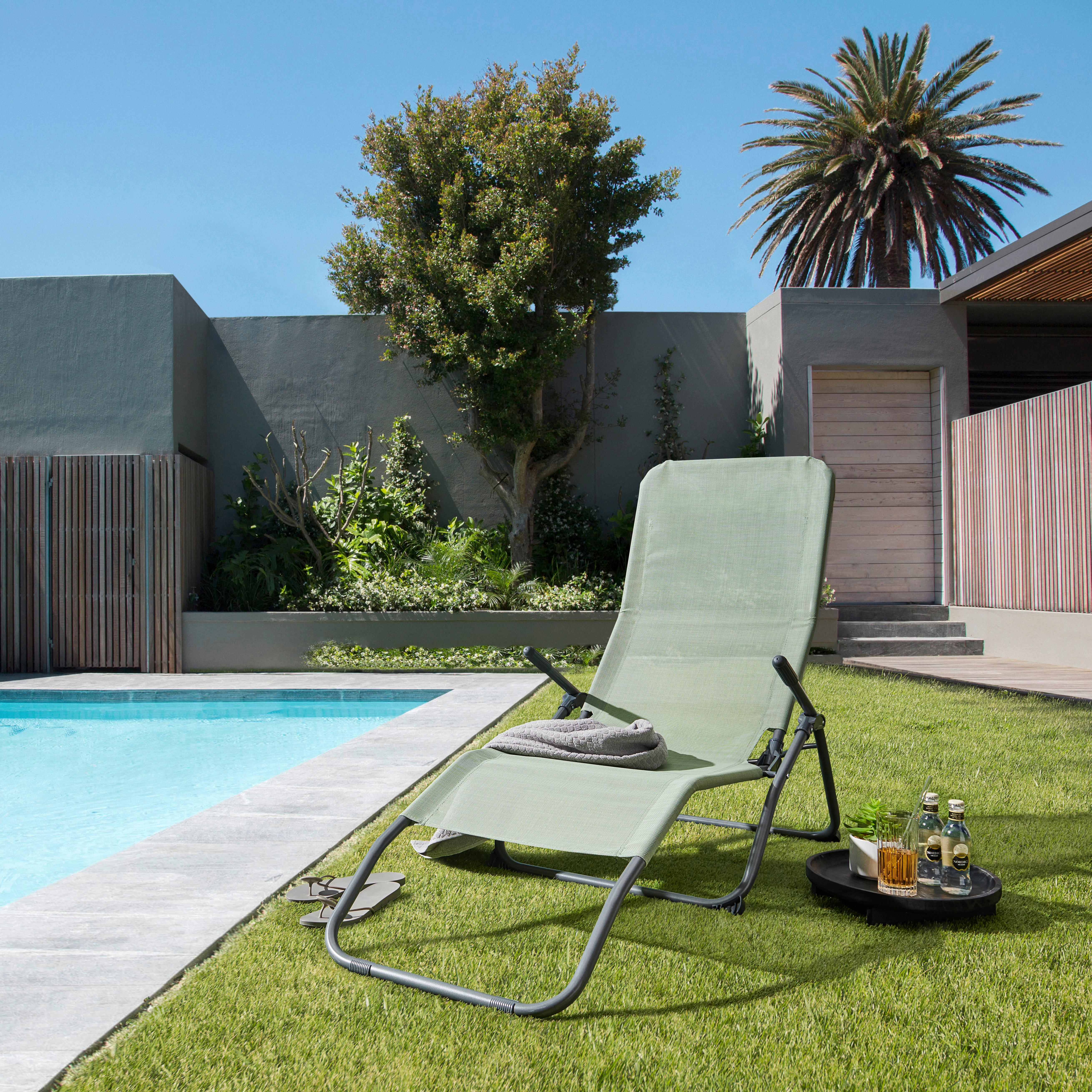 Kippliege Georg in Olivgrün/Anthrazit - Olivgrün, Modern, Metall (49/97/143cm) - Mömax