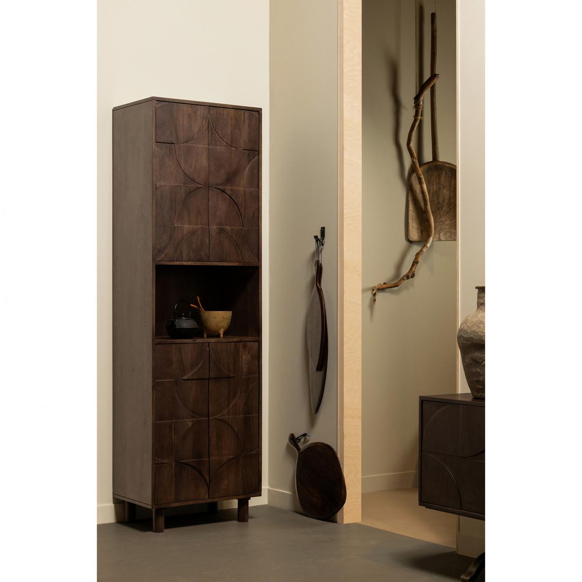 Vitrine Draw Walnussfarben - Walnussfarben, Design, Holz (60/200/40cm) - Livetastic