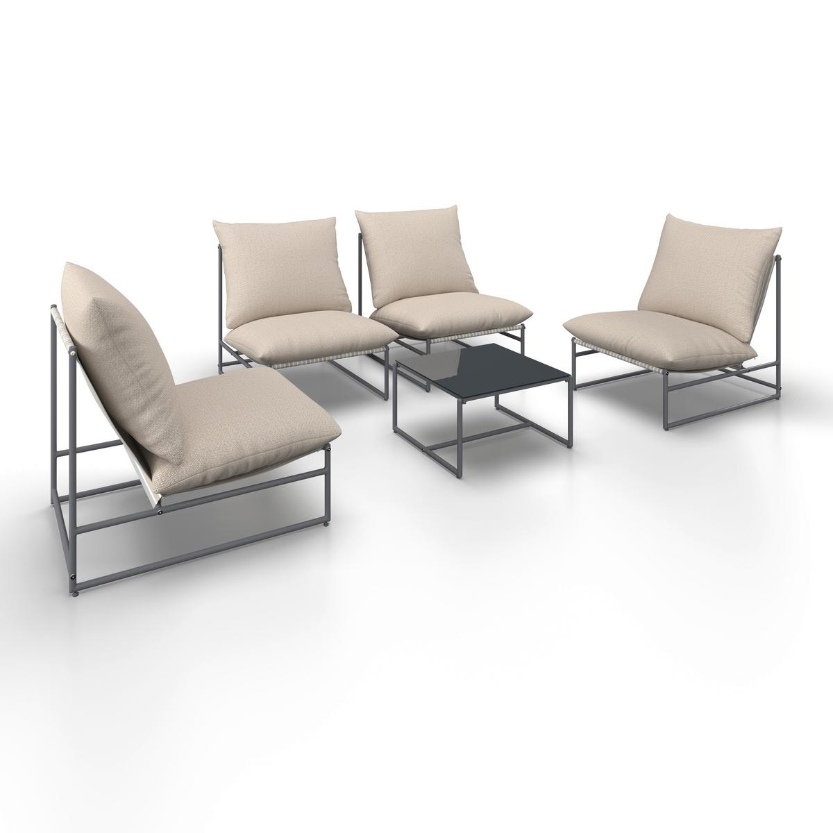 ZESTAW BALKONOWY LINO - ciemnoszary/różnokolorowy, Modern, metal/tkanina - Bessagi Garden