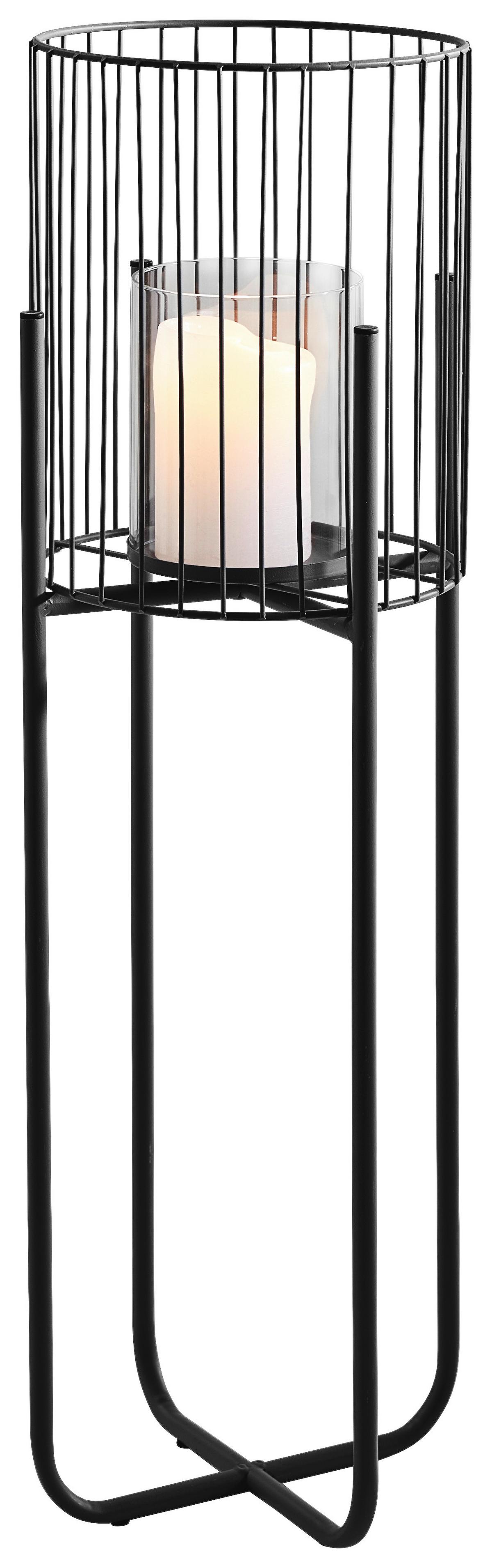 LATARENKA 613-401533 - czarny, Modern, metal/szkło (22/63/22cm)