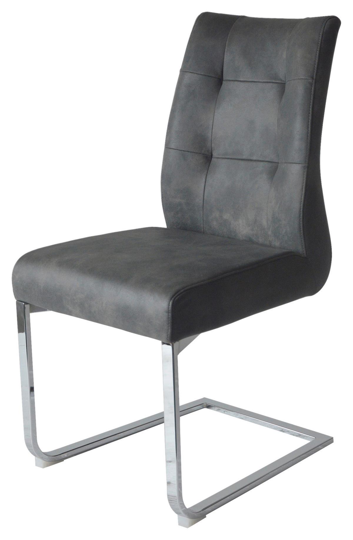 Schwingstuhl-Set MARLEN XXL Anthrazit, Wippfunktion - Anthrazit/Silberfarben, LIFESTYLE, Textil/Metall (47/96/62cm) - MID.YOU