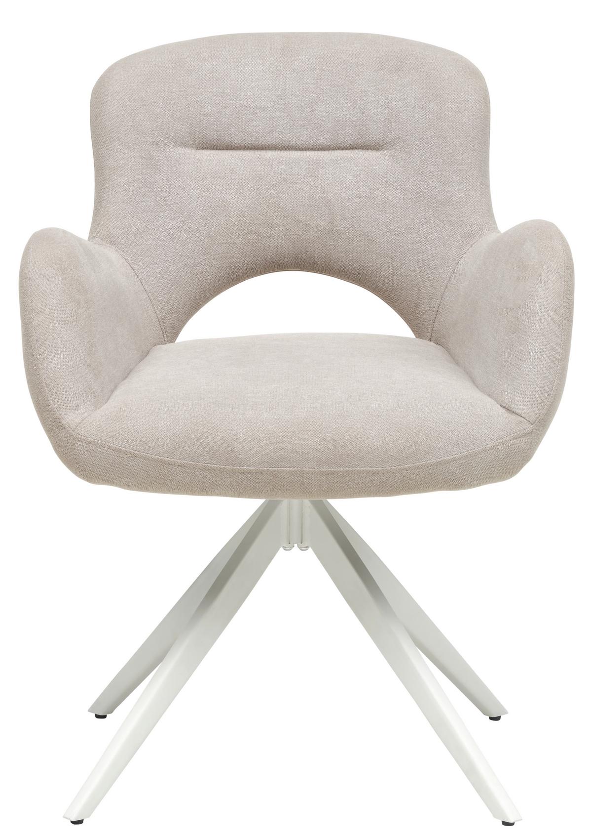 KRZESŁO Z PODŁOKIETNIKAMI ELLA - beżowy/biały, Modern, metal/drewno (62/84/62cm) - Livetastic