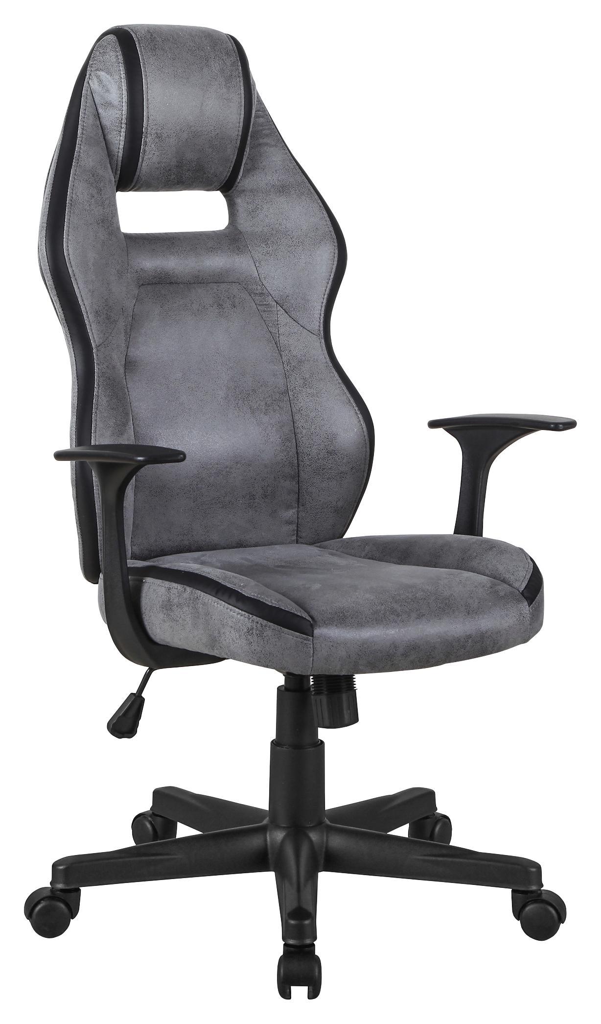 Drehstuhl in Grau - Schwarz/Grau, MODERN, Holzwerkstoff/Kunststoff (65/110-120/63cm) - Modern Living