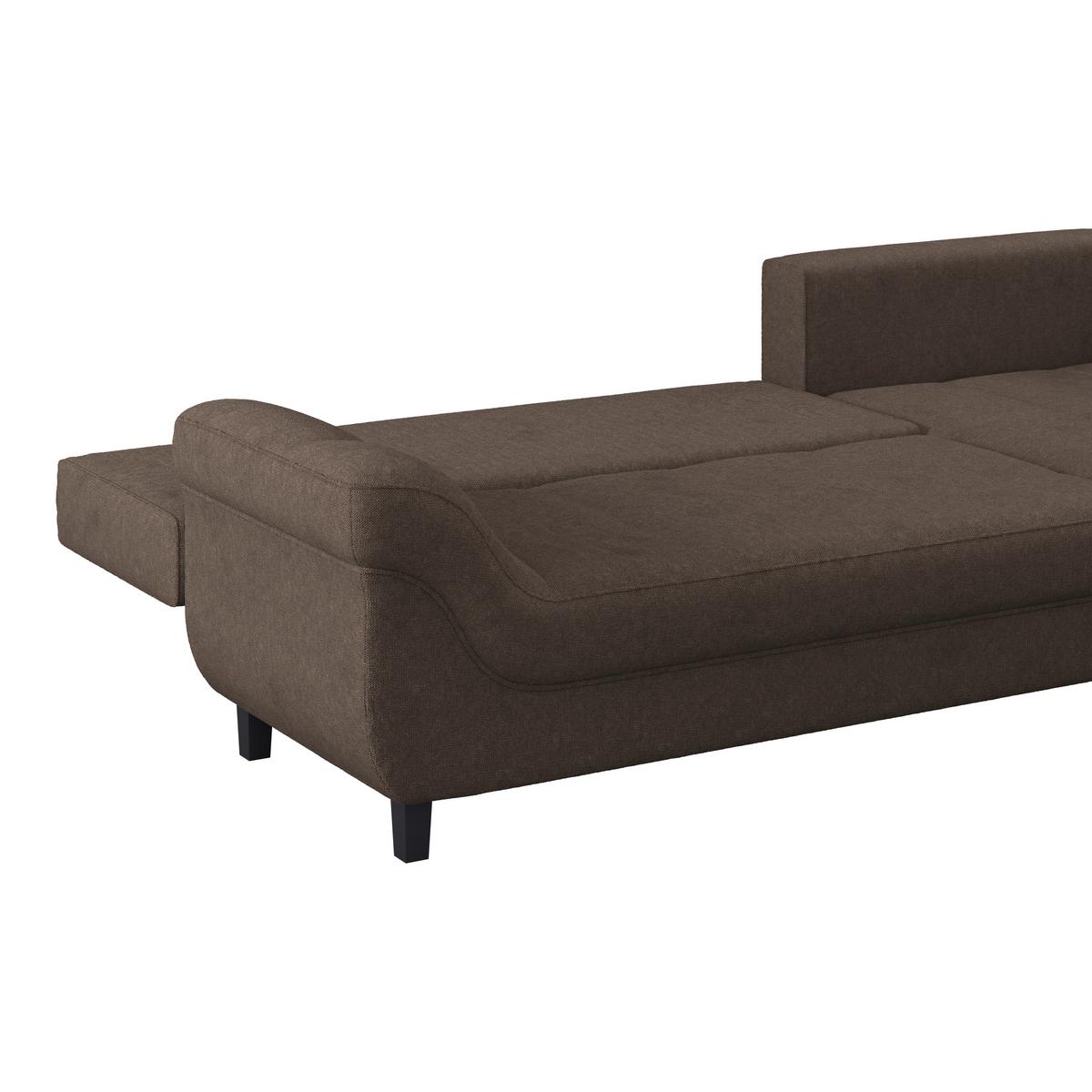 Kutna Garnitura Mendoza - tamno smeđa/siva, Design, tekstil/drvo (309/197cm) - Modern Living