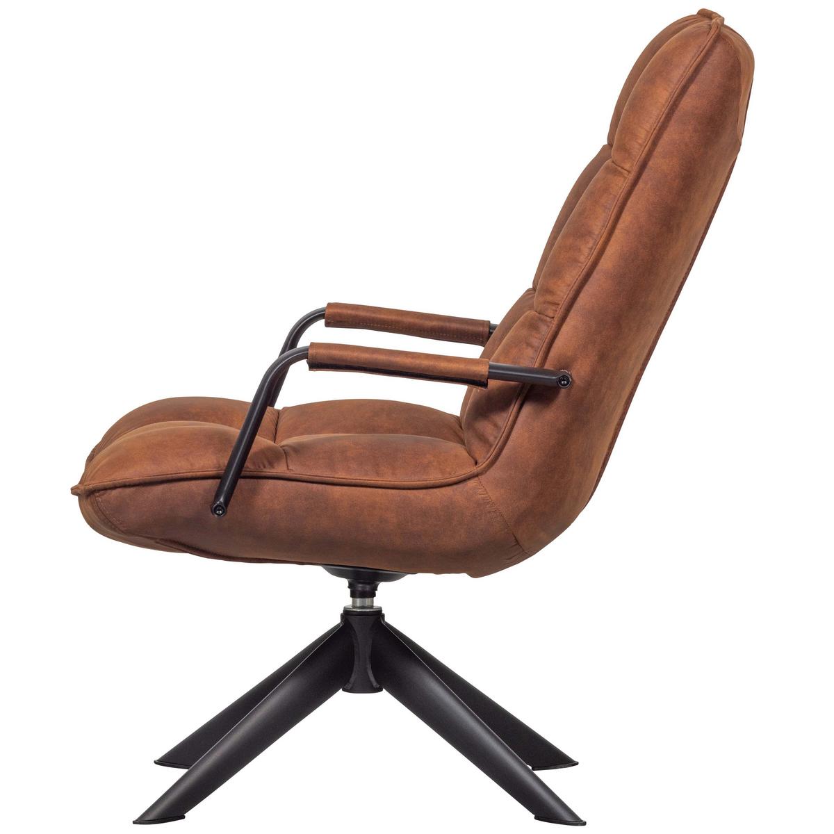 Sessel Jouke Cognac B: 77cm - Cognac/Schwarz, Design, Textil/Metall (77/97/69cm) - Livetastic