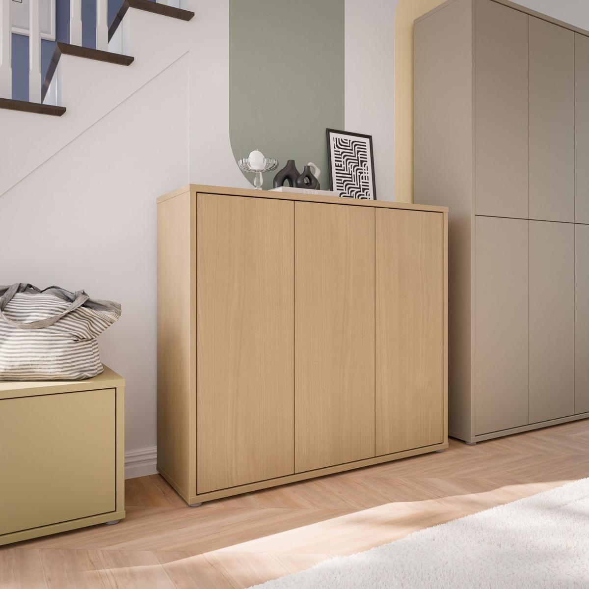 Ormar Za Cipele Alice Springs - siva/boje hrasta, Moderno, drvni materijal/plastika (109,2/99,1/34,9cm) - Modern Living