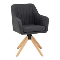 Armlehnstuhl Lucita Dunkelgrau Samt Drehbar Gepolstert - Dunkelgrau/Naturfarben, MODERN, Holz/Textil (59/88/60cm) - Bessagi Home