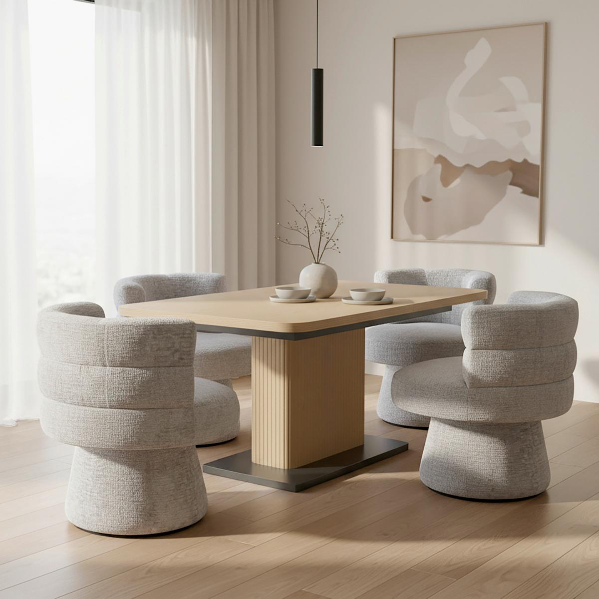 Stuhl Julina Grau Chenille Gepolstert - Grau, MODERN, Holz/Textil (71/74/72cm) - Bessagi Home