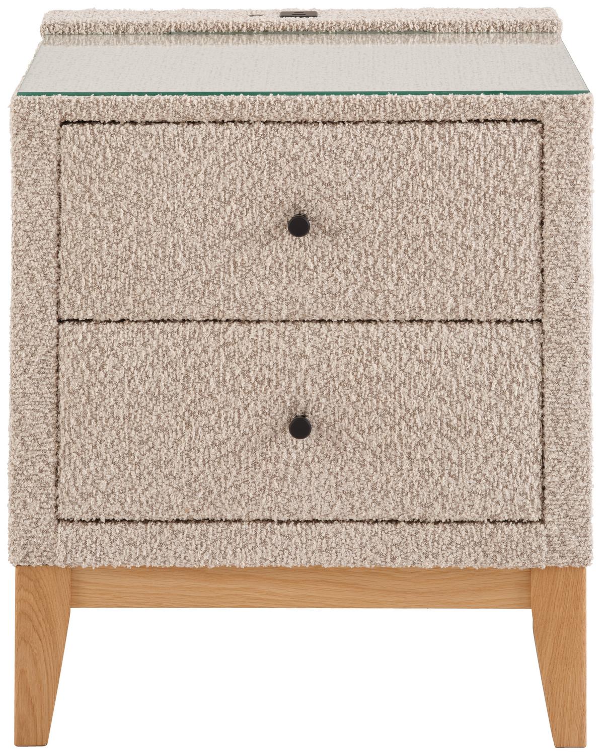 Noćni Ormarić Smile - krem, Konvencionalno, staklo/drvni materijal (49/58,5/46cm) - Premium Living