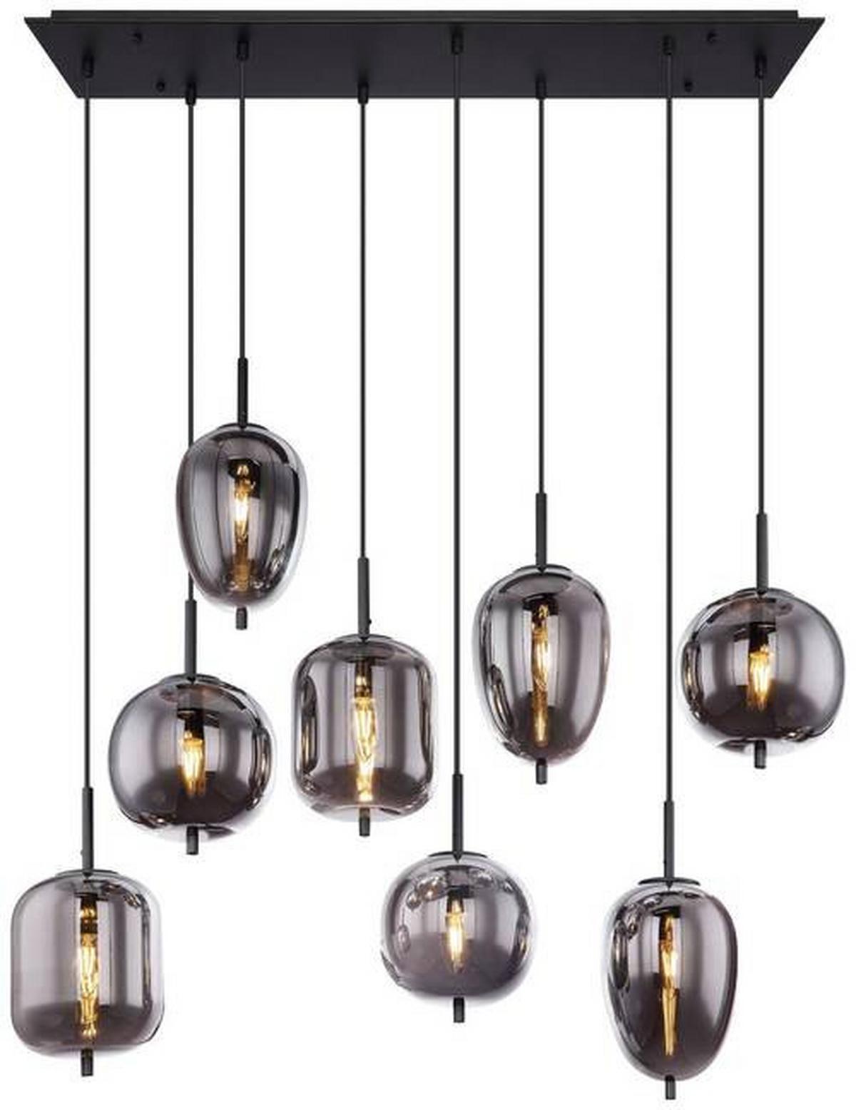 Hängeleuchte Blacky in Grau/Schwarz max. 40 Watt - Schwarz/Grau, MODERN, Glas/Metall (94/34/120cm)