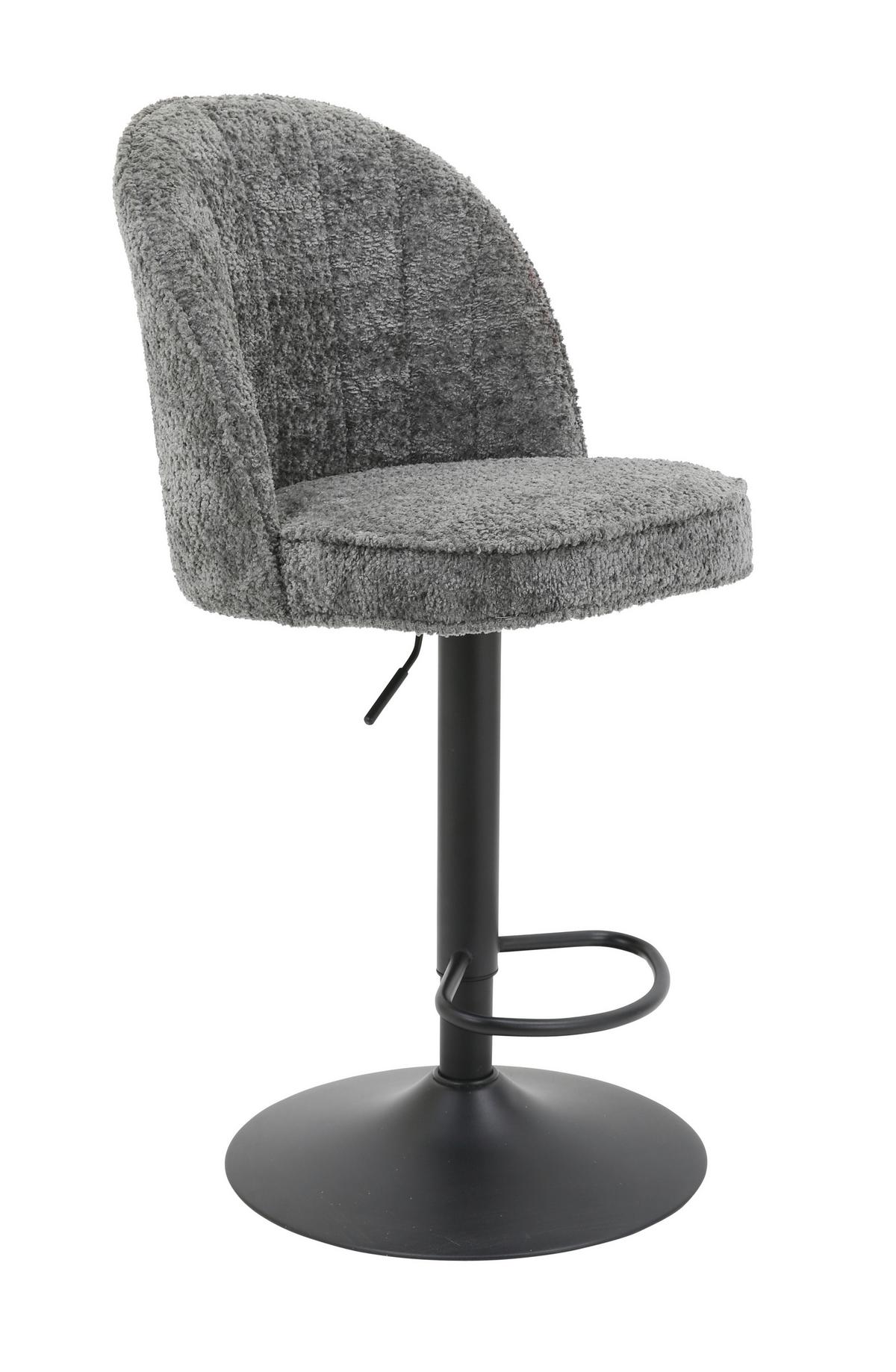 Barhocker Romy Grau - Schwarz/Grau, Modern, Textil/Metall (53/99-119/48cm) - Mömax