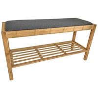 Bancă pentru hol SAM - culoare natur/gri, Modern, materiale naturale/textil (90/46/30cm) - Modern Living