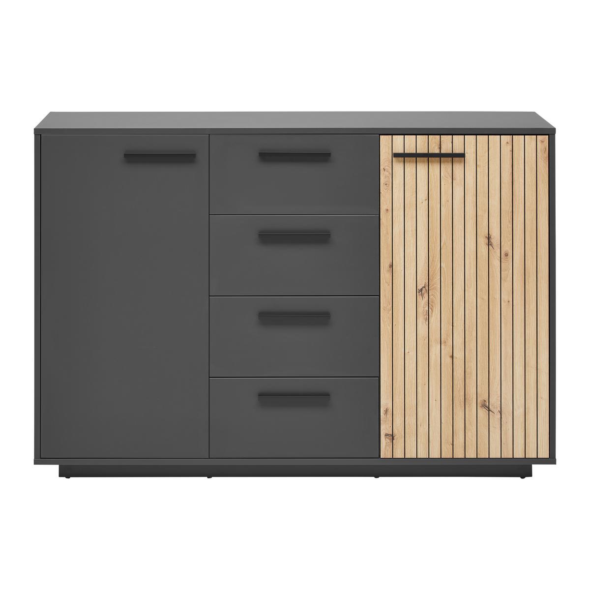 Komoda Lukas - hrast Artisan/crna, Moderno, drvni materijal/plastika (138,6/95/40,2cm) - Modern Living