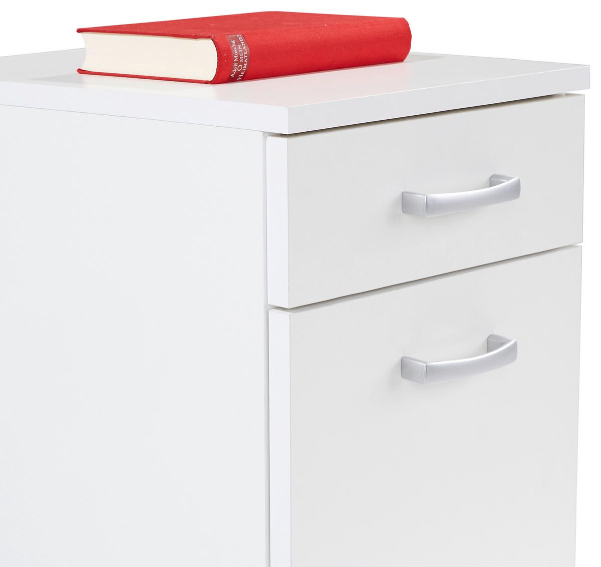 Görgős Konténer Fehér Szín Rimini - alumíniumszínű/fehér, Modern, műanyag/faalapú anyag (33/59,5/38cm)