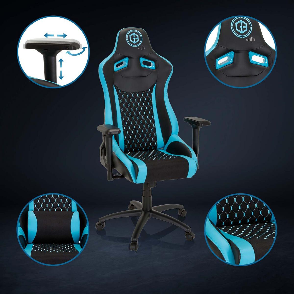Gaming Stol Gamebreaker Sx 04, Črna, Turkizna - turkizna/črna, Moderno, kovina/umetna masa (74/137/66cm) - MID.YOU