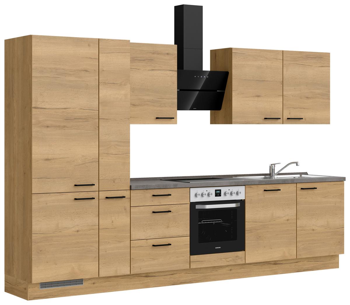 Küchenleerblock Structura High o. Geräte Eiche - Schieferfarben/Eichefarben, MODERN, Holzwerkstoff/Metall (330cm) - Nobilia