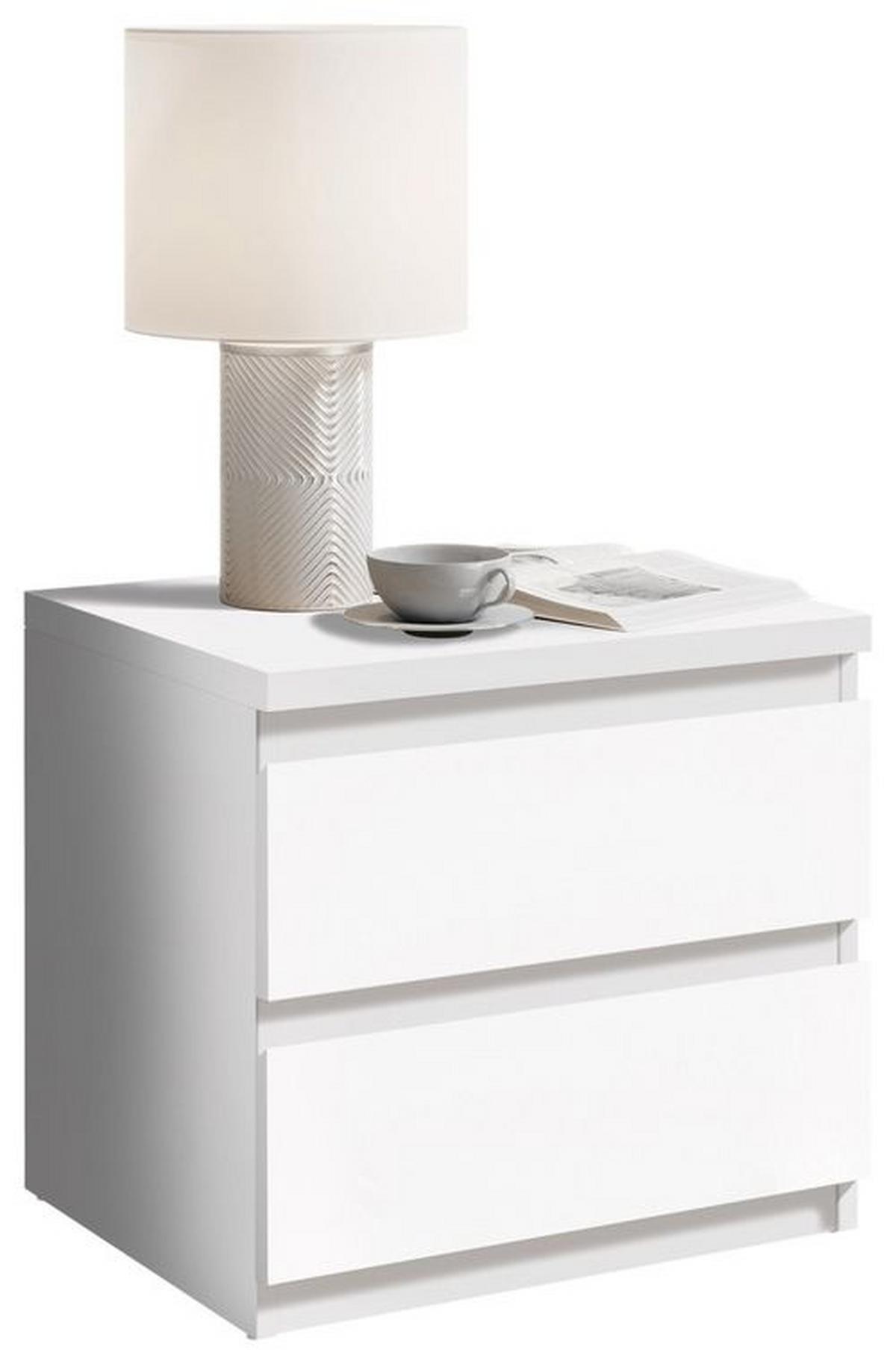 SZAFKA NOCNA OLLI B: 45 CM BIAŁY - biały/czarny, Basics, materiał drewnopochodny/tworzywo sztuczne (45/43,6/38cm) - MID.YOU