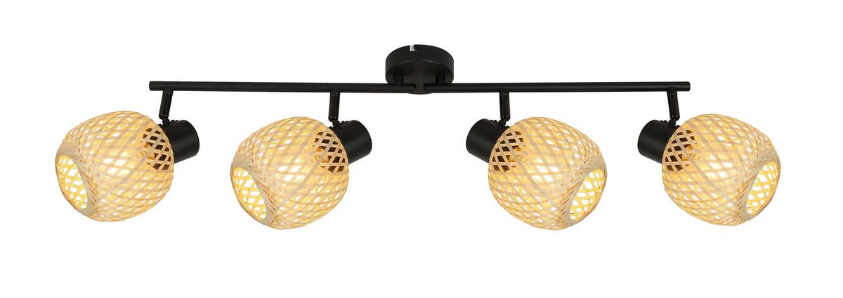 Deckenleuchte Natur Schwarz/Beige max. 5 Watt - Beige/Schwarz, MODERN, Naturmaterialien/Metall (92/13/18.5cm)