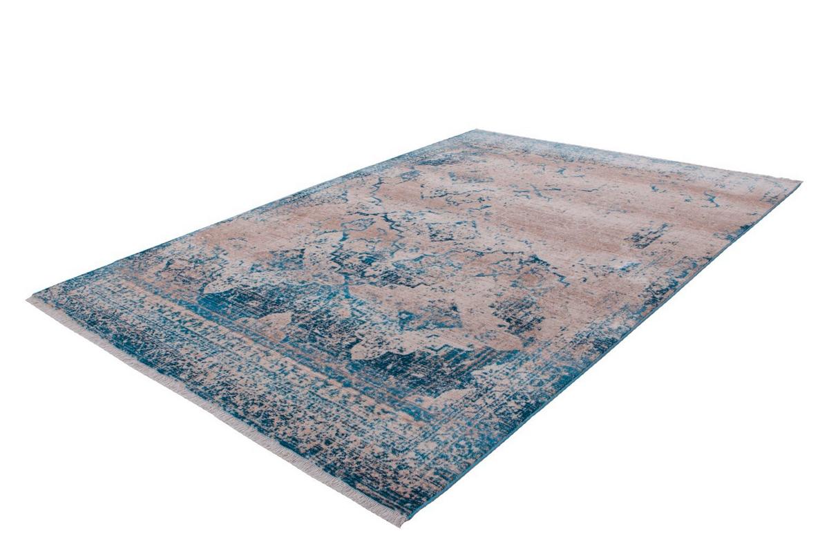 Flachwebeteppich Antigua 525 Creme/blau 80x150 - Blau/Creme, Design, Textil (80/150cm) - Kayoom
