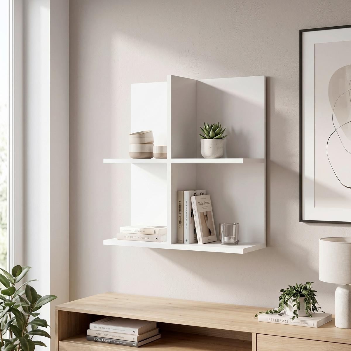 Zidna Polica Turino Neo - bela, Trendi, pločasti materijal (60/62/23,9cm) - Modern Living