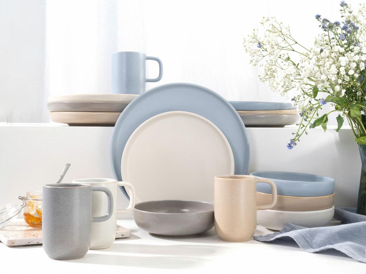 Kombinirani Servis Uno Nordic, 16-Delni - svetlo modra/siva, Basics, keramika - Creatable