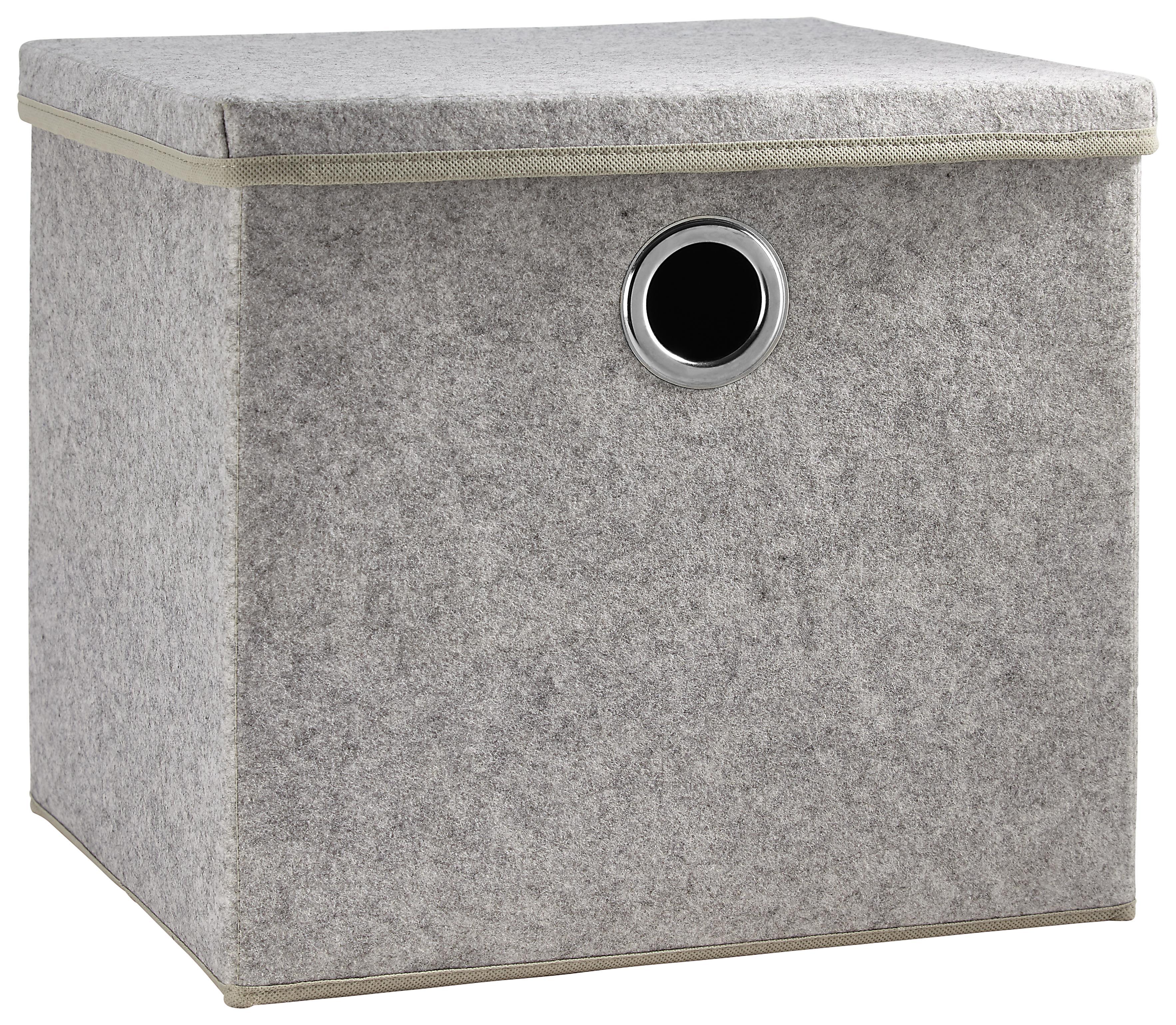 Box Rikka in Grau mit Deckel ca. 33x29x30 cm - Grau, MODERN, Textil (33/29/30cm) - Bessagi Home
