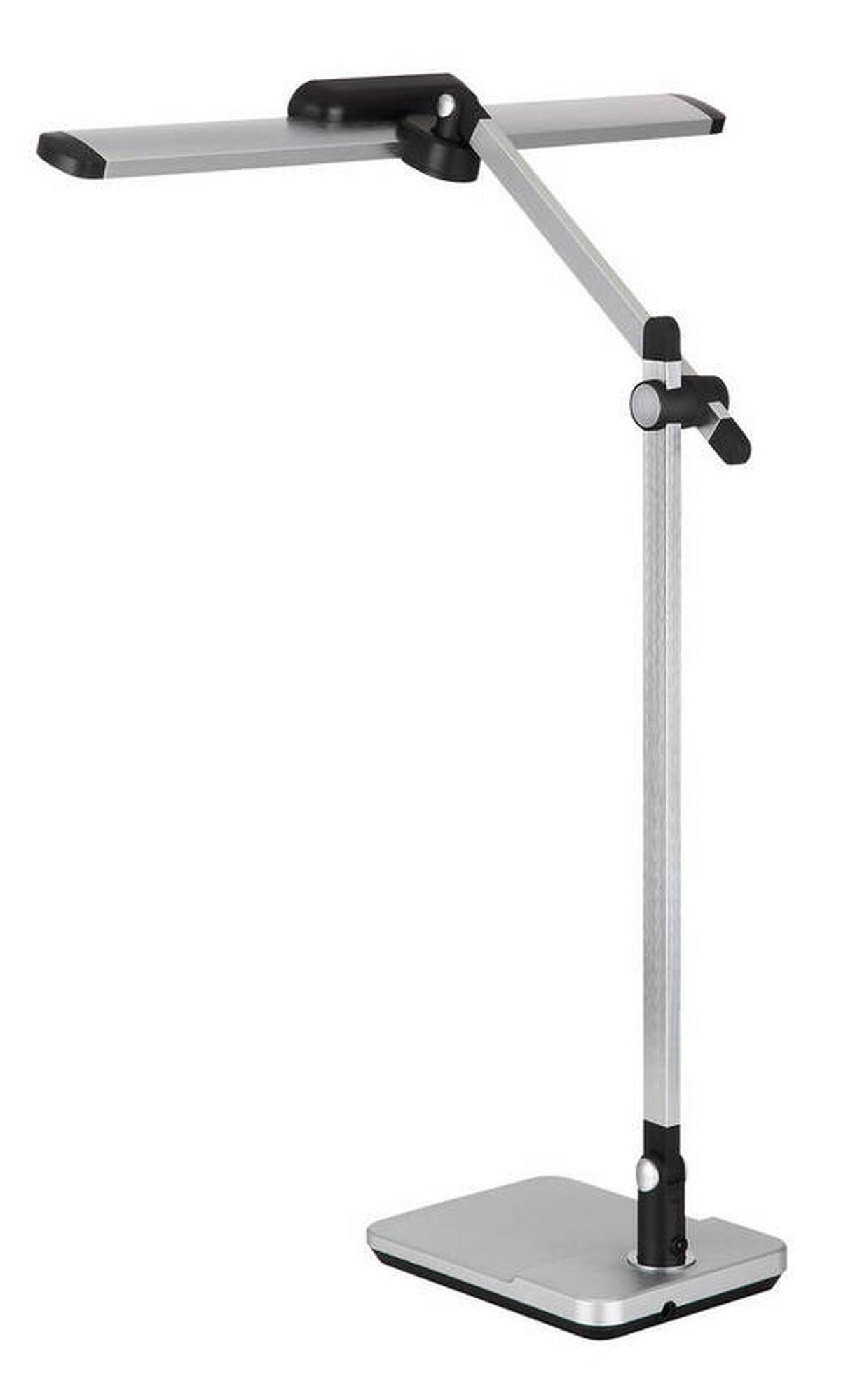LED-Schreibtischleuchte Lopira Schwarz/Silber max. 12 Watt - Silberfarben/Schwarz, Design, Kunststoff/Metall (36,8/50/61,2cm) - Globo