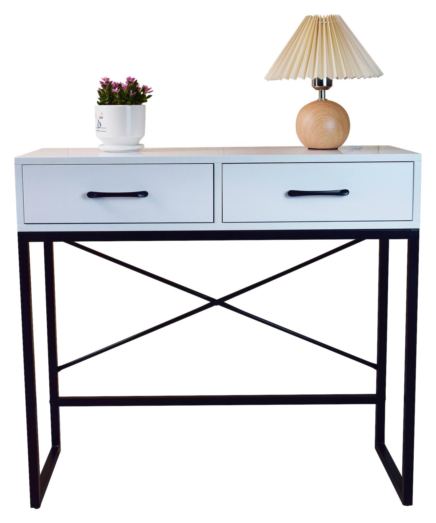 Konsolentisch Narvik in Weiß - Schwarz/Weiß, MODERN, Holzwerkstoff/Metall (80/75/30cm) - Mömax