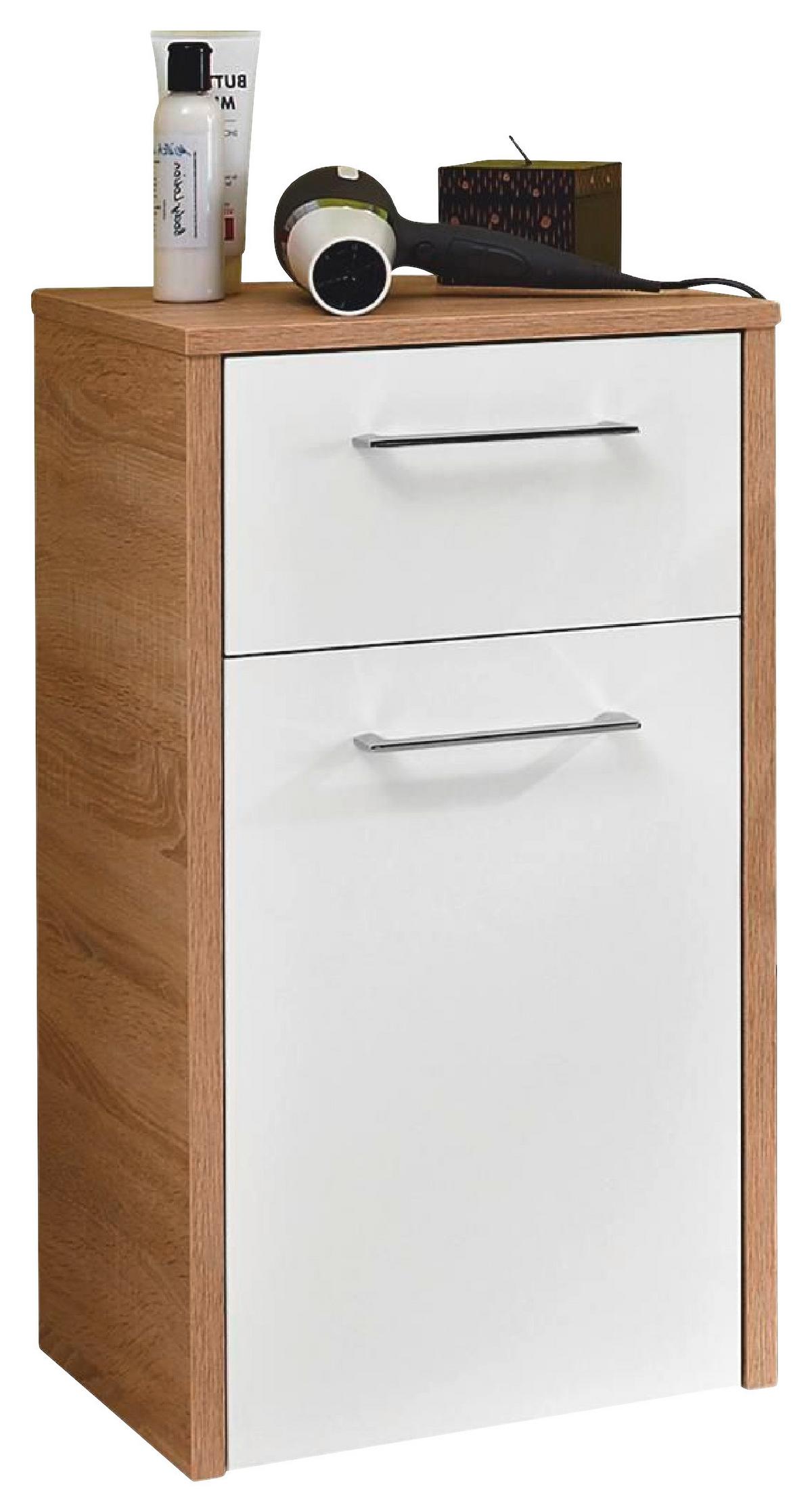 SZAFKA DOLNA LAGOS - kolor dębowy/biały, Design, materiał drewnopochodny/metal (40,6/71,8/32,8cm) - Carryhome