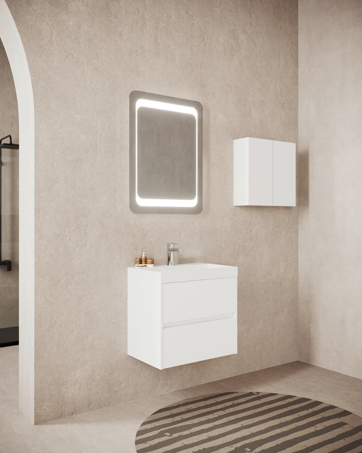 Element S Umivaonikom Portofino - bijela visoki sjaj/antracit, Moderno, drvni materijal/prirodni materijali (60/51/40cm)