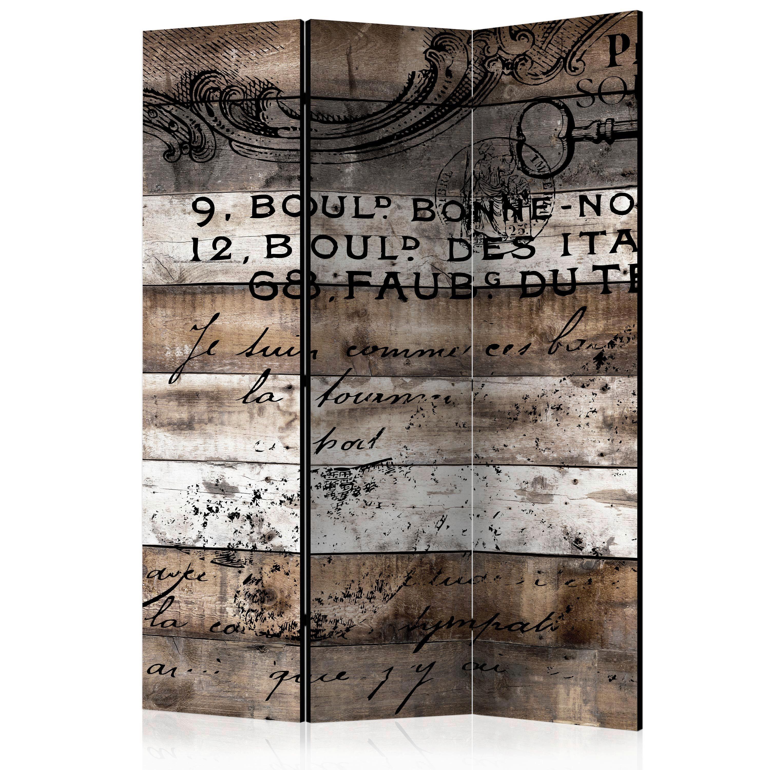 Paravan Old Vineyard, 3-Delni, Enostranski - svetlo rjava/bela, Basics, tekstil/les (135/172/3cm) - artgeist
