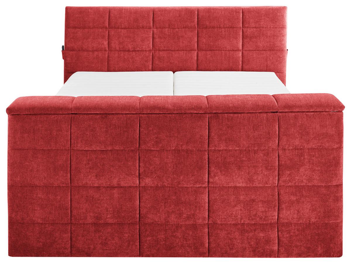 Boxspringbett Denver Rot ca. 180x200 cm mit Topper - Rot, KONVENTIONELL, Textil (180/200cm) - Carryhome