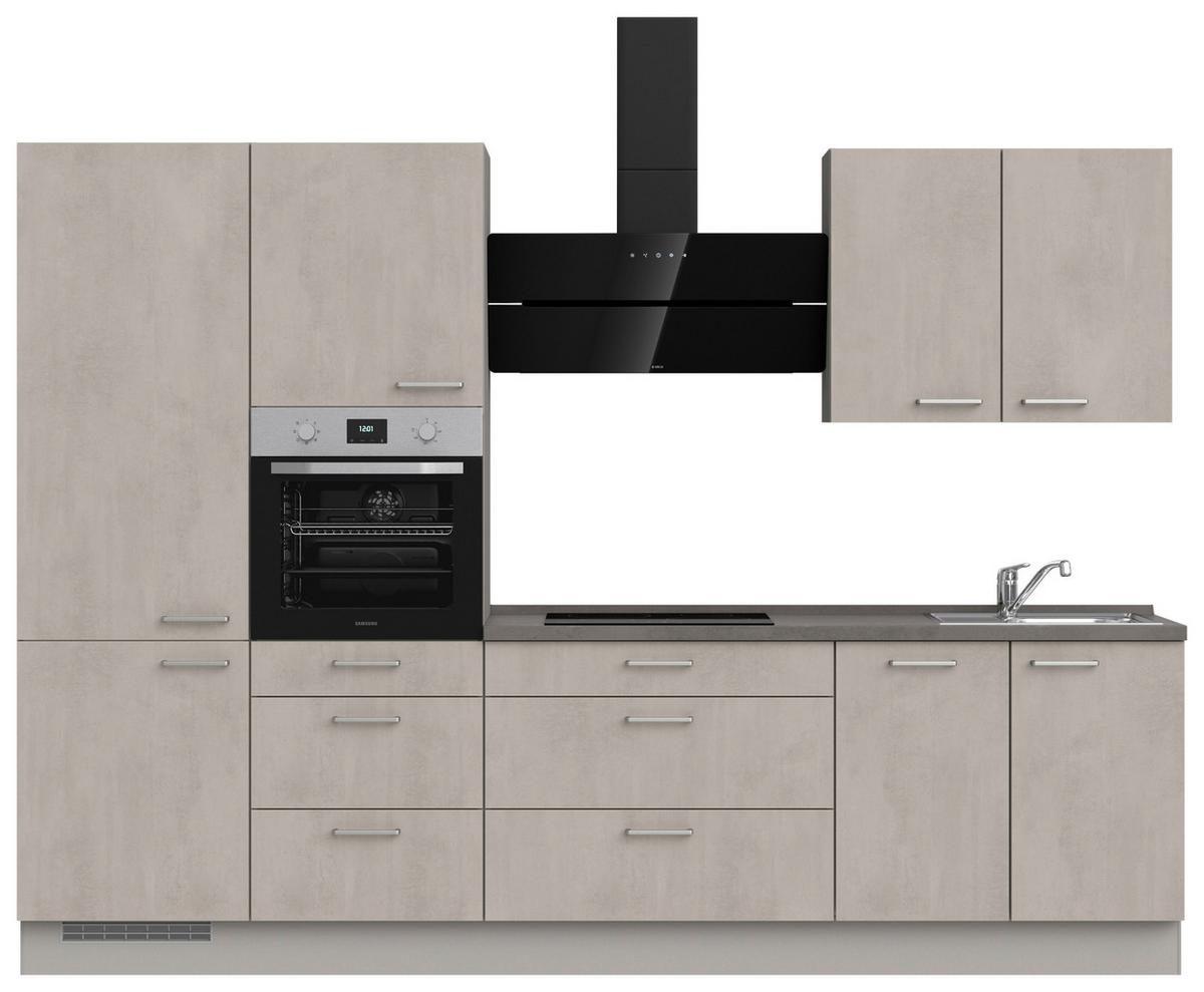 Küchenblock Riva High m. Geräten Grau - Schieferfarben/Edelstahlfarben, MODERN, Holzwerkstoff/Metall (300cm) - Nobilia