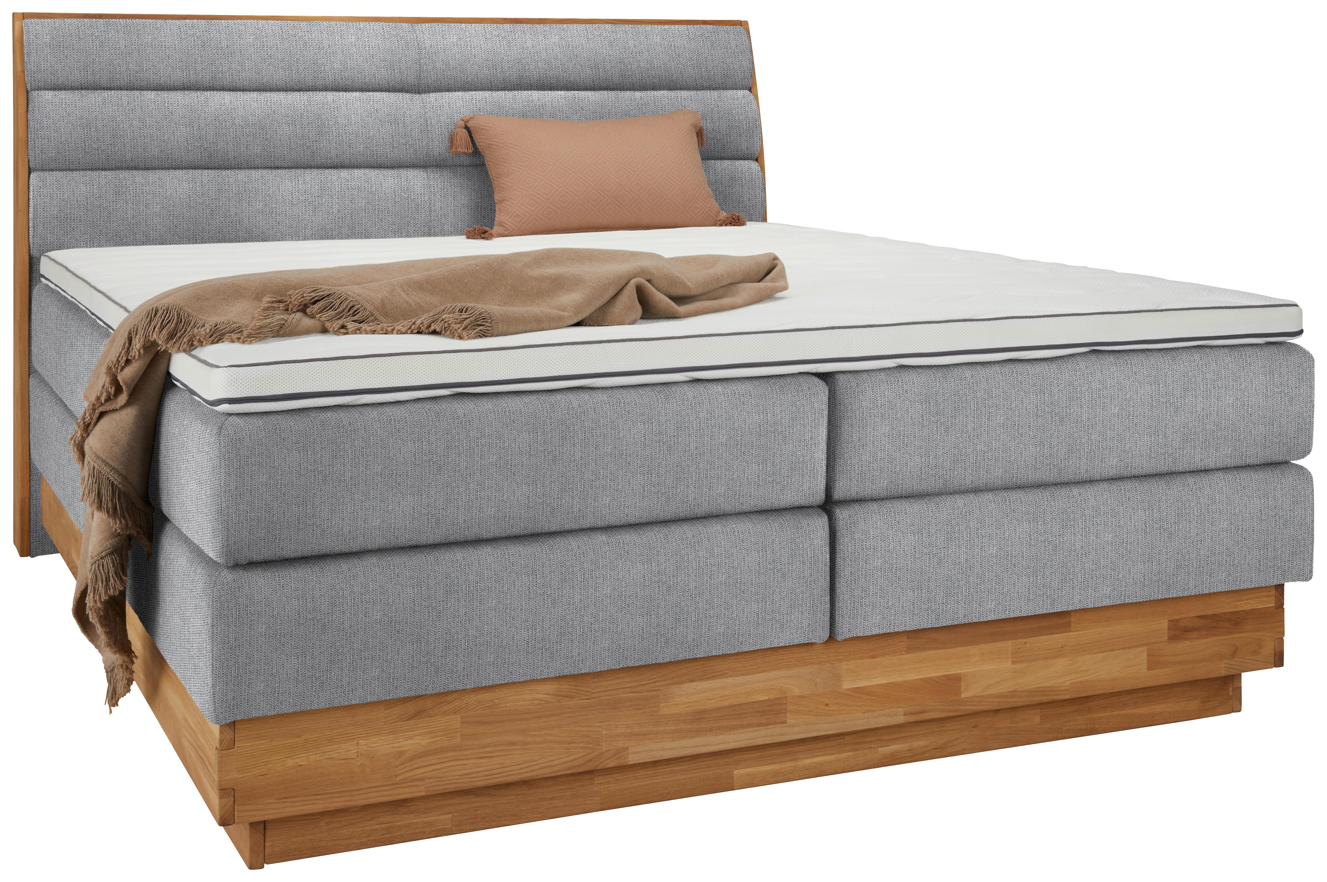 Boxspringbett Marissa in Platinfarben ca. 180x200cm - Platinfarben, KONVENTIONELL, Holz/Kunststoff (180/200cm) - Premium Living