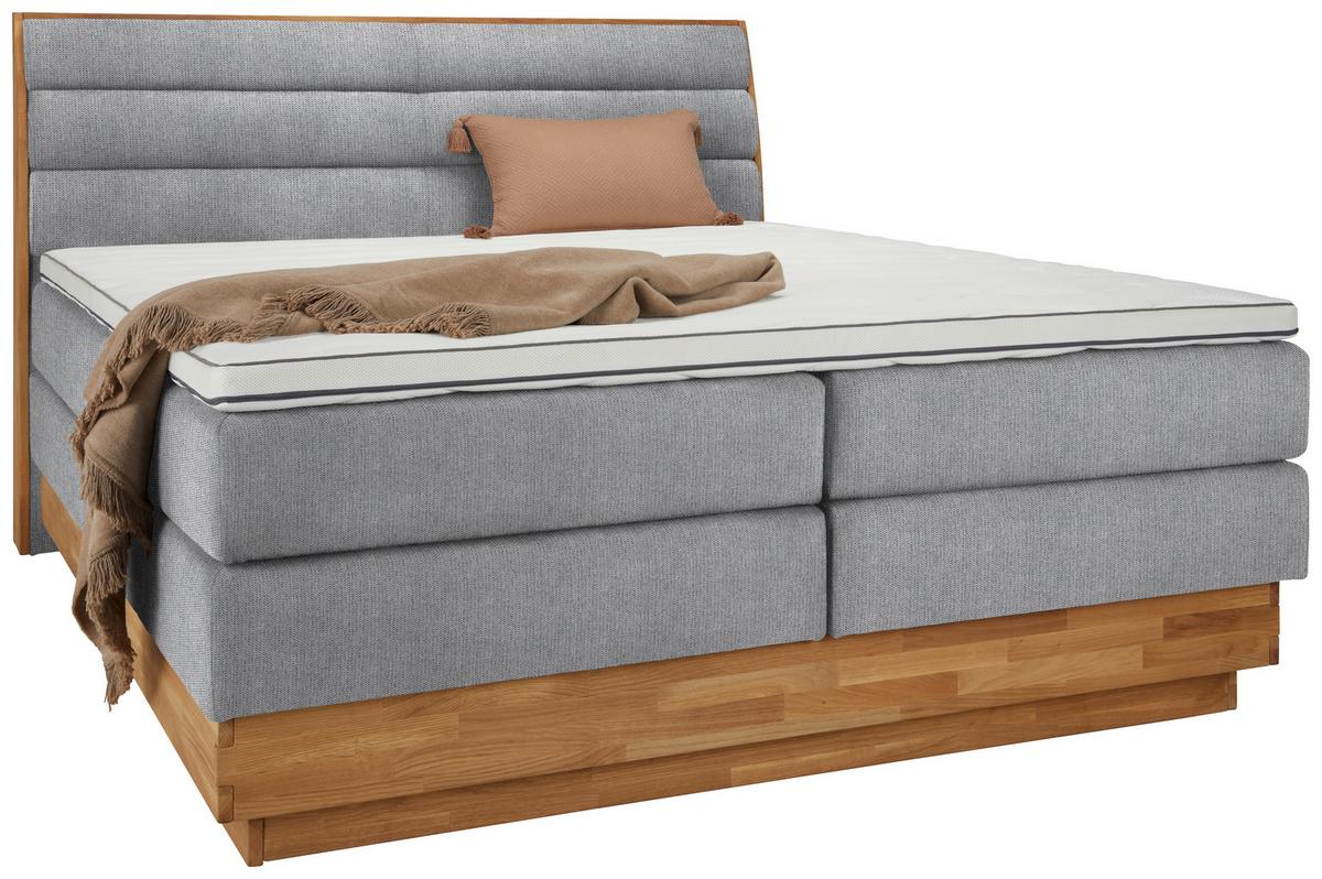 Boxspringbett Marissa in Platinfarben ca. 180x200cm - Platinfarben, KONVENTIONELL, Holz/Kunststoff (180/200cm) - Premium Living