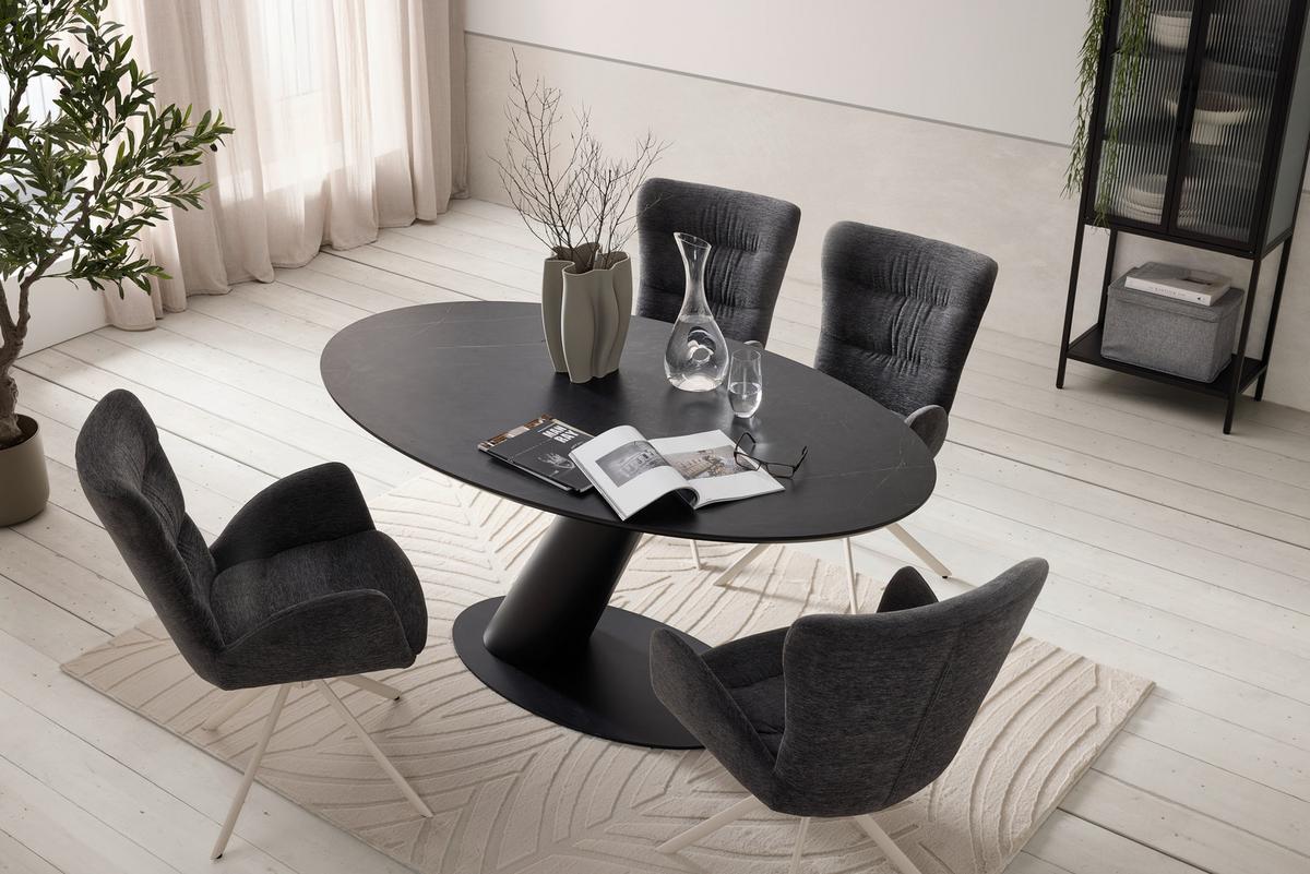Esstisch Steven Schwarz - Schwarz, Design, Holzwerkstoff/Metall (160/76/95cm) - Mömax