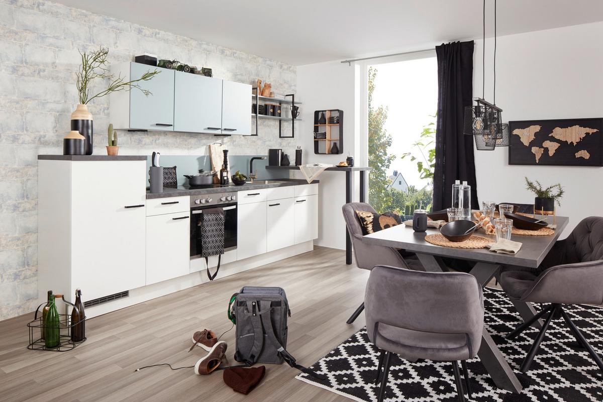 Küchenblock PN215/105 - Dunkelgrau/Schwarz, MODERN, Holzwerkstoff (320cm) - Pino