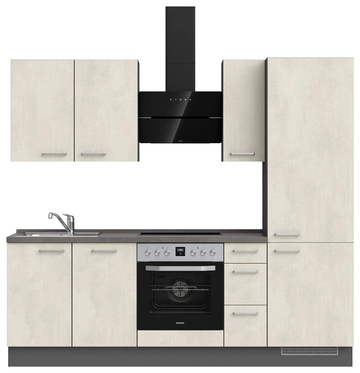 Küchenblock Riva High m. Geräten Weiß - Schieferfarben/Edelstahlfarben, MODERN, Holzwerkstoff/Metall (240cm) - Nobilia