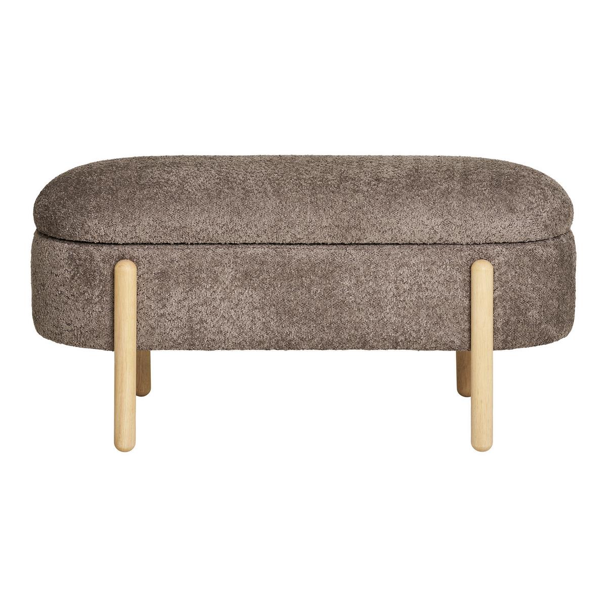 Truhenbank Branca Braun Bouclé - Braun/Naturfarben, Design, Holzwerkstoff/Textil (97/40/48cm) - MID.YOU