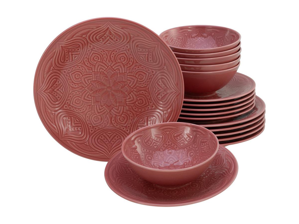 Jedilni Servis Orient Mandala, 18-Delni - temno roza, Trend, keramika - Creatable