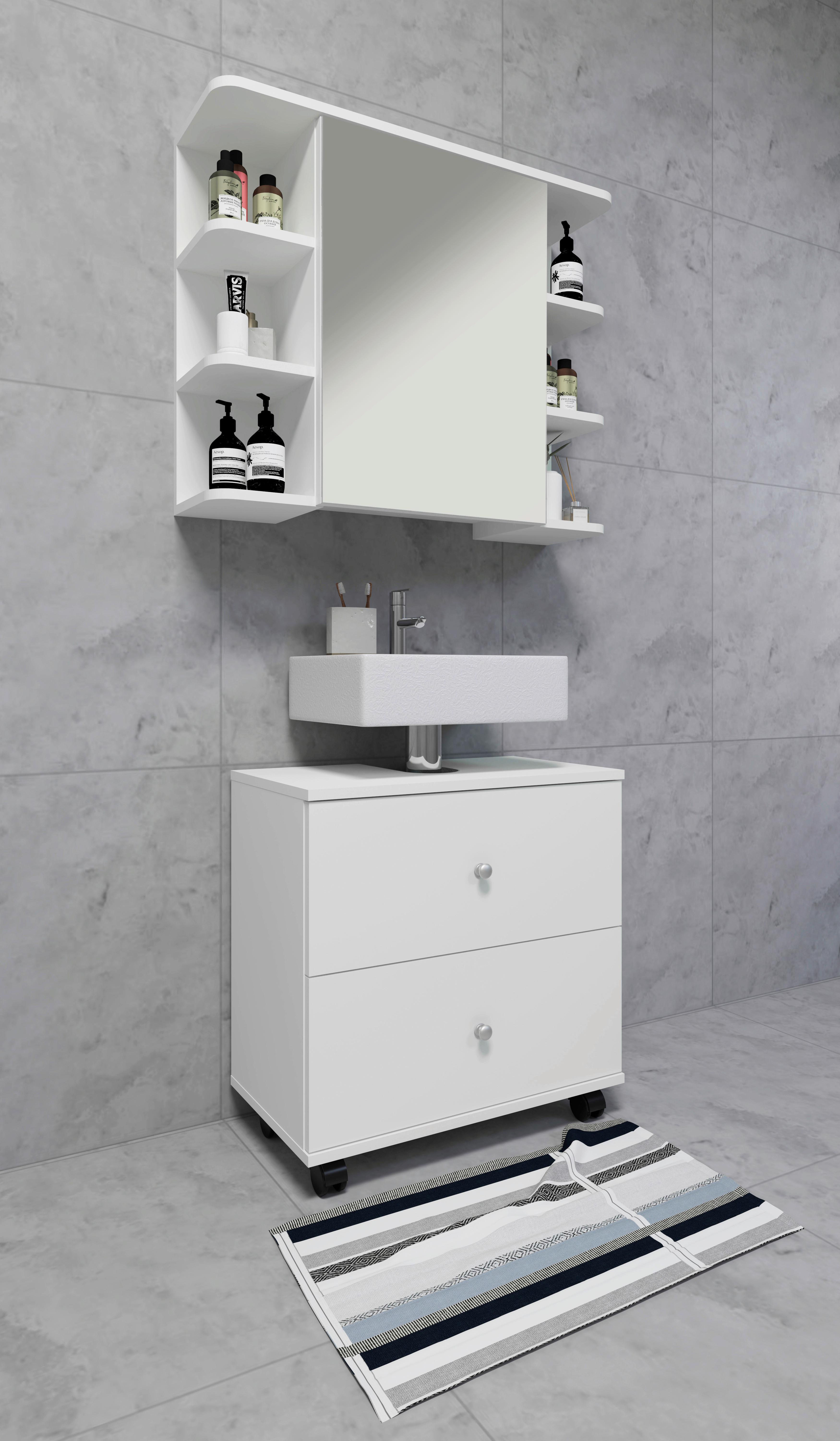 SPIEGELSCHRANK NILOSI - Weiss, Modern, Glas/Holzwerkstoff (80/64/21cm) - MID.YOU
