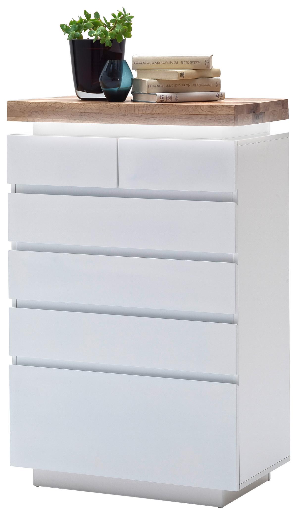 KOMODA ROMINA - kolor dębowy/biały, Design, materiał drewnopochodny/drewno (73/114/40cm)