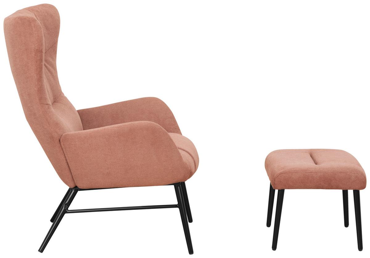 ZESTAW FOTELI RELAKSACYJNYCH LAURA - czarny/brudny róż, Design, metal/tkanina (84/73/100cm) - Livetastic