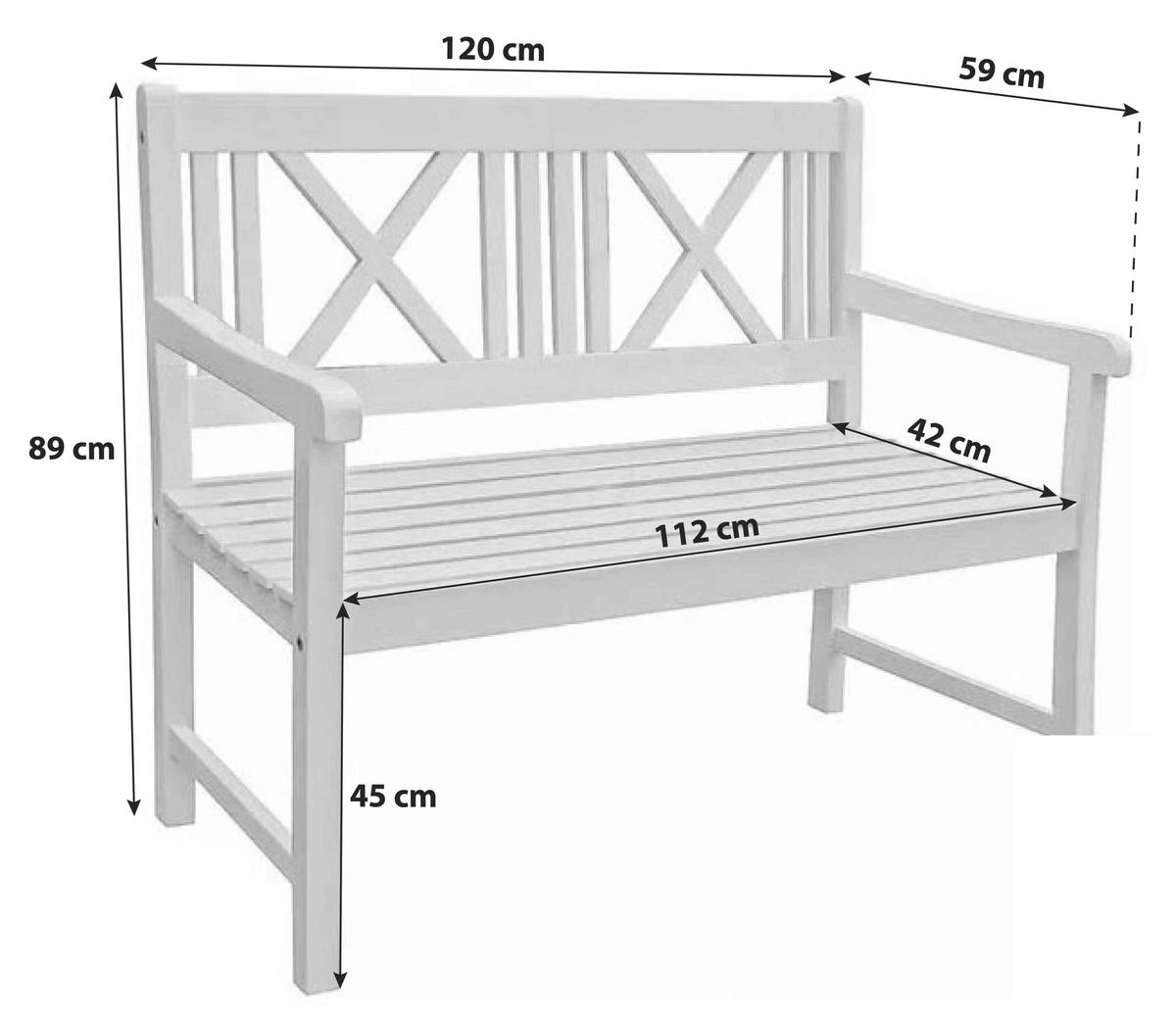 Gartenbank Malmö ca. 120x88x56 cm Holz Weiß - Basics, Holz (120/88/56cm) - Gardenson