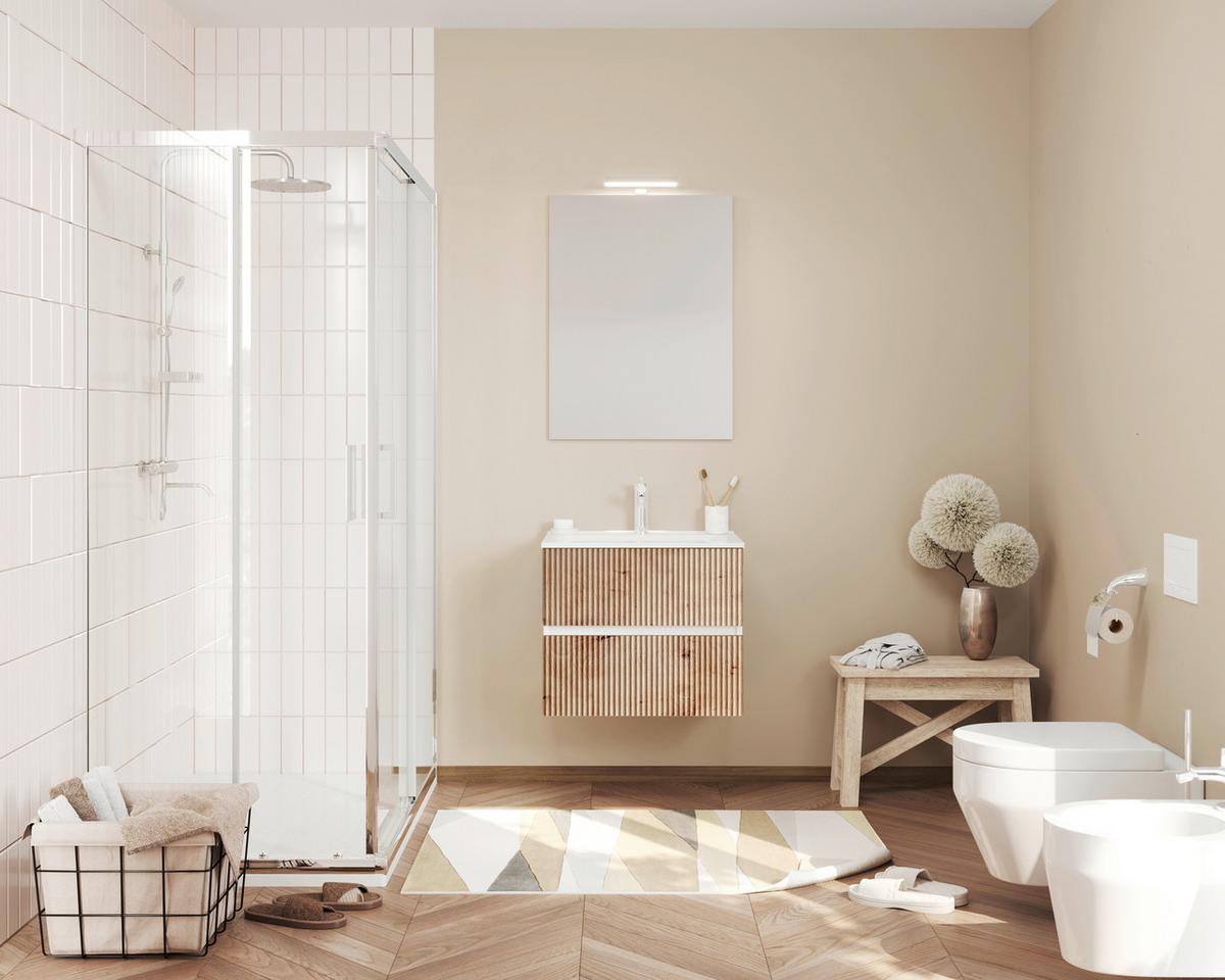 Mobilier de baie Santorini - alb, Modern, ceramică (61/113/46,5cm)