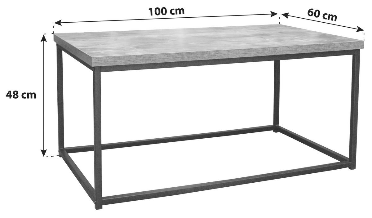 Klubska Miza Jungle, Siva, Črna - siva/črna, Moderno, kovina/leseni material (100/48/60cm)