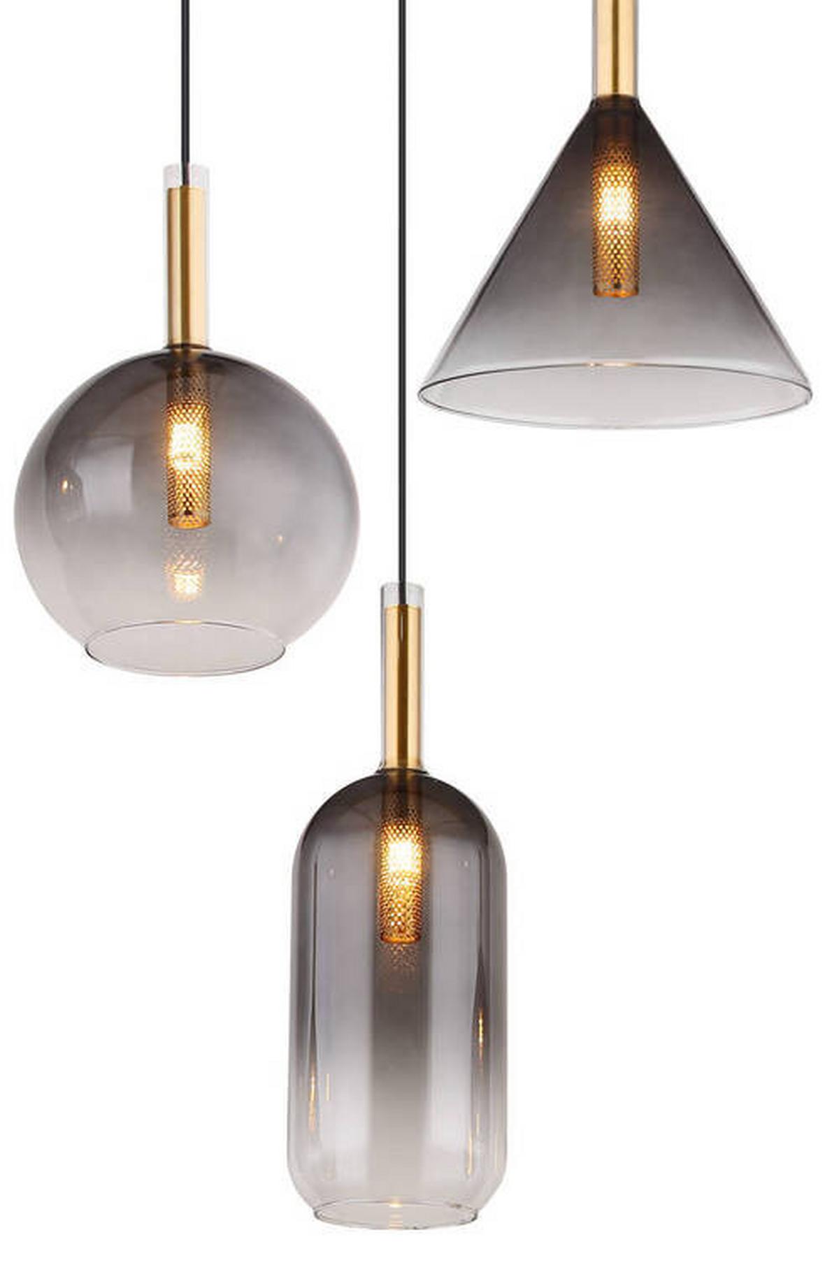 Hängeleuchte Elisabeth Messingfarben max. 10 Watt - Klar/Messingfarben, Design, Glas/Metall (43/150cm) - Globo